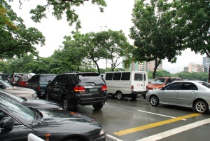 double parking on both sides on road beside katipunan
